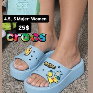 CROCS Sky Blue Women's Mules with Character Accents